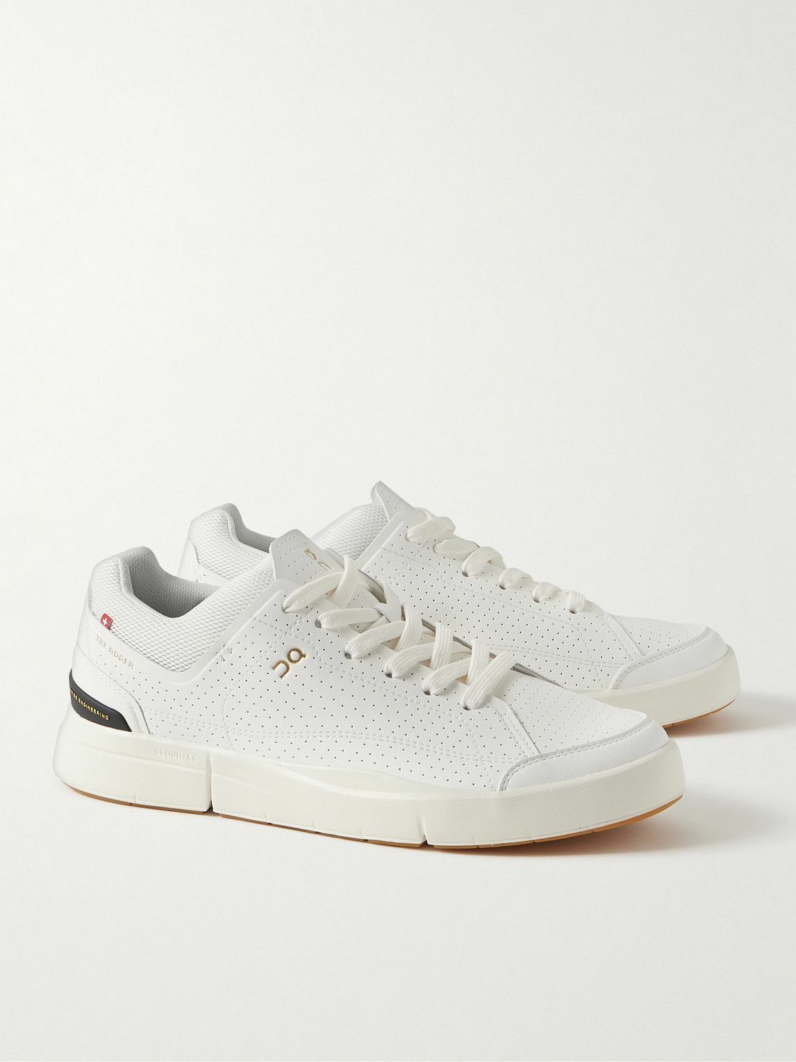 ON - Roger Federer The Roger Centre Court Perforated Vegan Leather and Mesh Tennis Sneakers - White