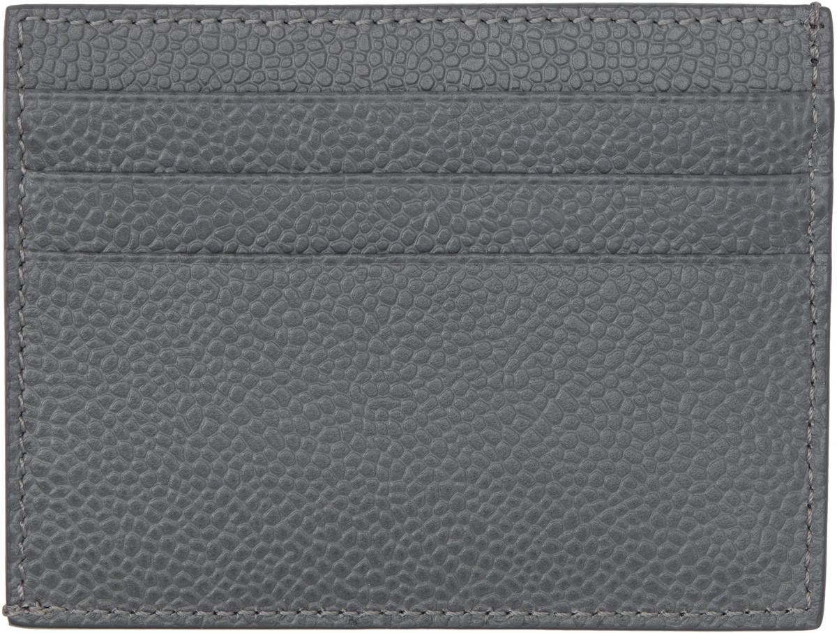 Thom Browne Gray Pebble Grain Note Compartment Card Holder