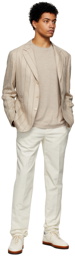 Brunello Cucinelli Beige Striped Suit-Type Blazer