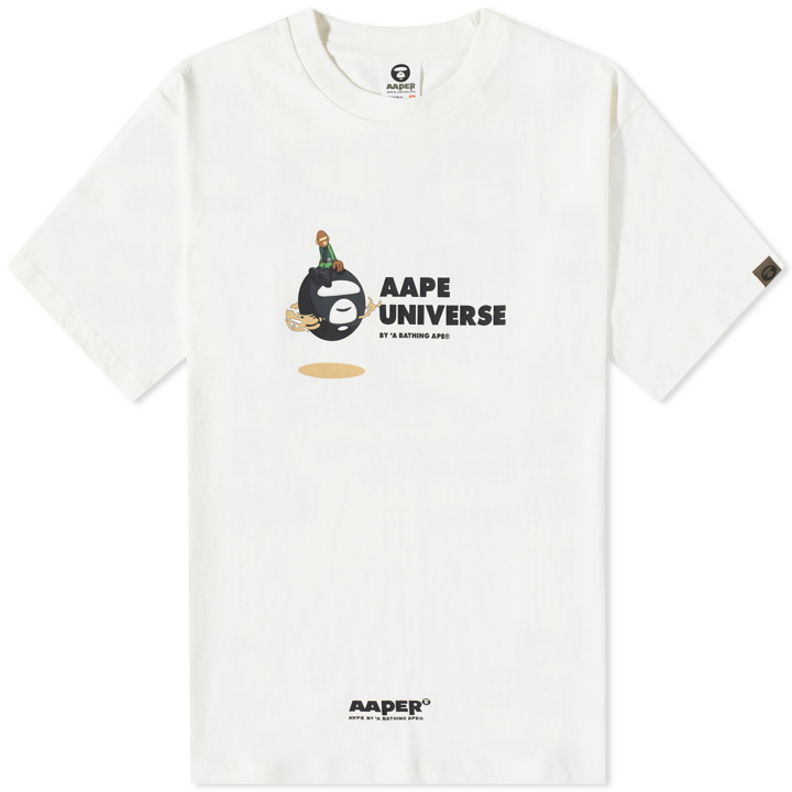 Photo: Men's AAPE Aaper Universe Camo T-Shirt in Snow White