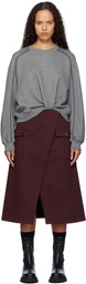 3.1 Phillip Lim Gray & Burgundy Draped Sweatshirt Utility Midi Dress