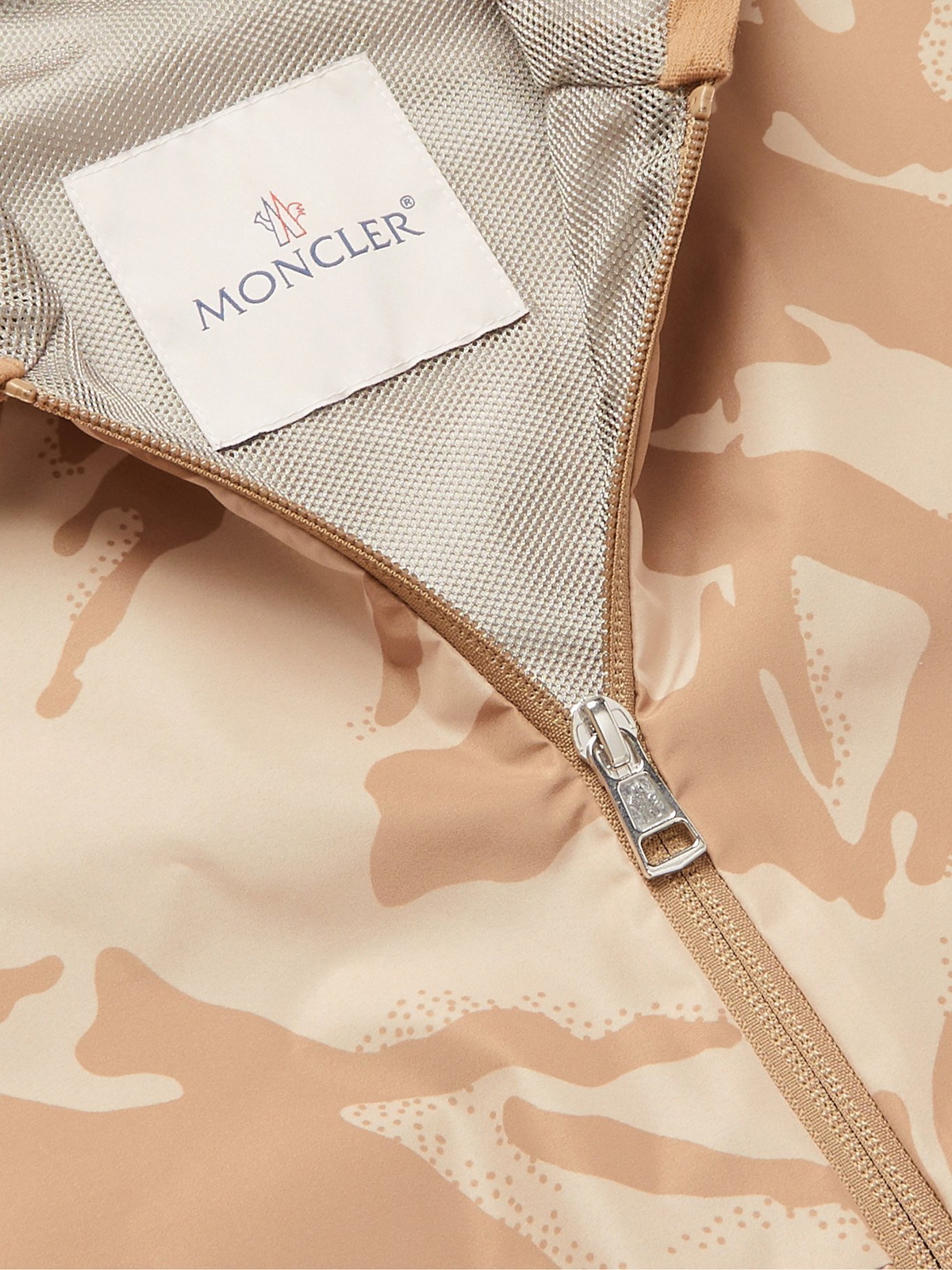 Moncler Beige Camo Chardon Jacket In Brown