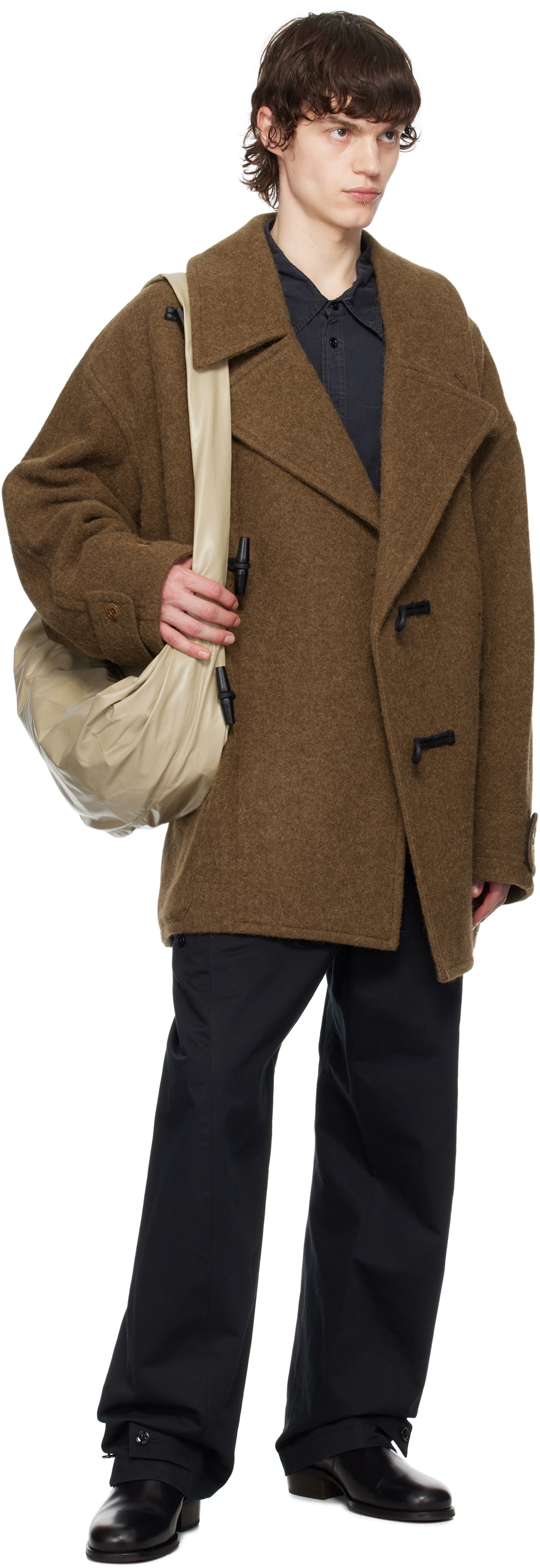 LEMAIRE Brown Short Duffle Coat Lemaire