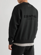 FEAR OF GOD ESSENTIALS - Logo-Flocked Cotton-Blend Jersey Sweatshirt - Black