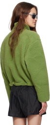 District Vision Green Cropped Wool Pile Fleece Jacket