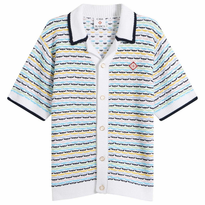 Photo: Casablanca Men's Tuck Stitch Short Sleeve Shirt in Green