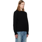 vowels Black Cable Knit Crewneck Sweater