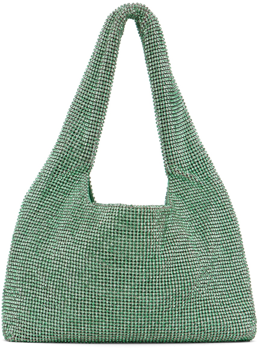 KARA Green Mini Crystal Mesh Armpit Bag Kara