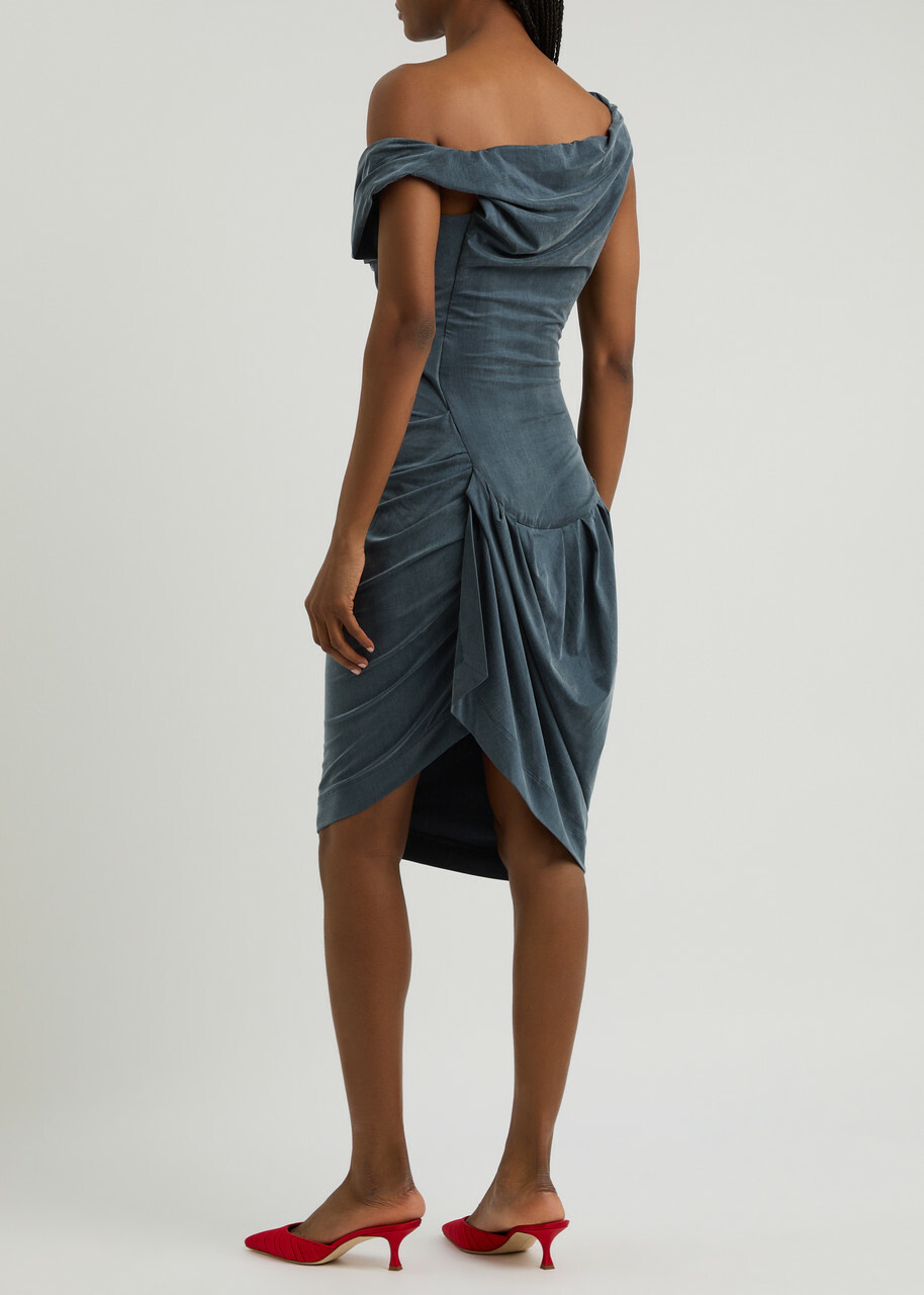 knee length square neck dress Everlane Knit Square-Neck Midi Dress In Deep Taupe, Size XXL, Cotton/Viscose