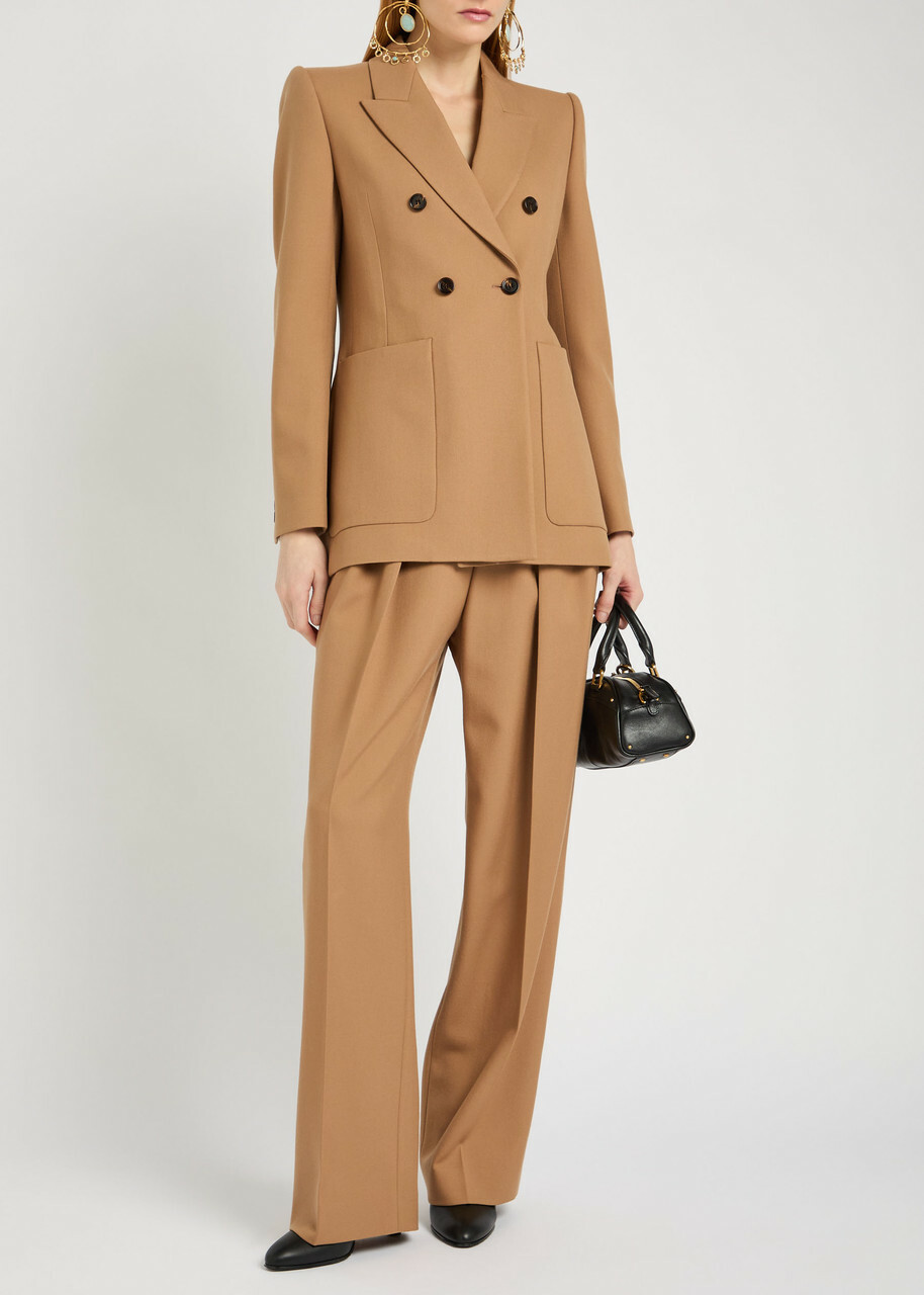 Chloe Double-breasted Wool Blazer Brown