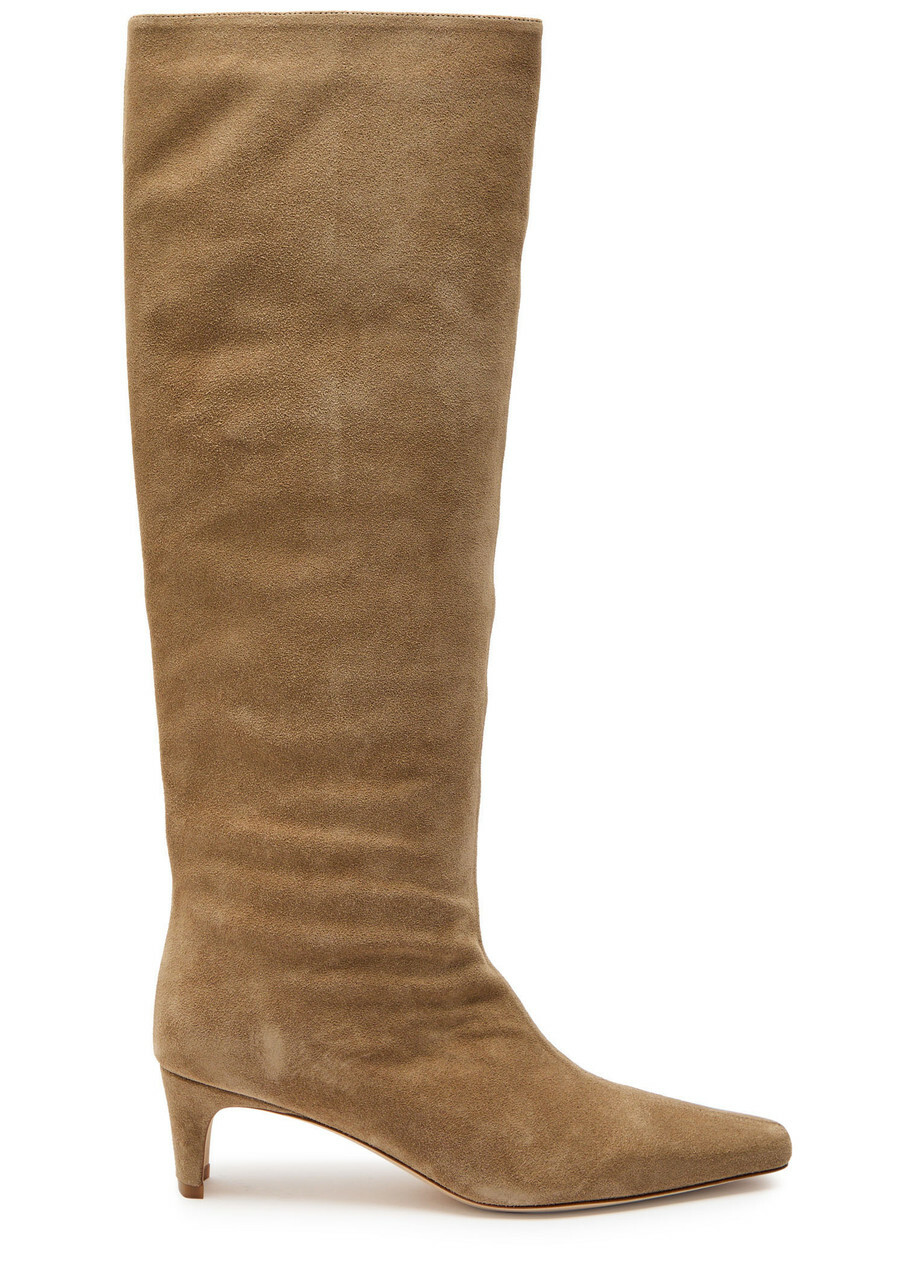 Staud Wally Suede Knee-high Boots Beige