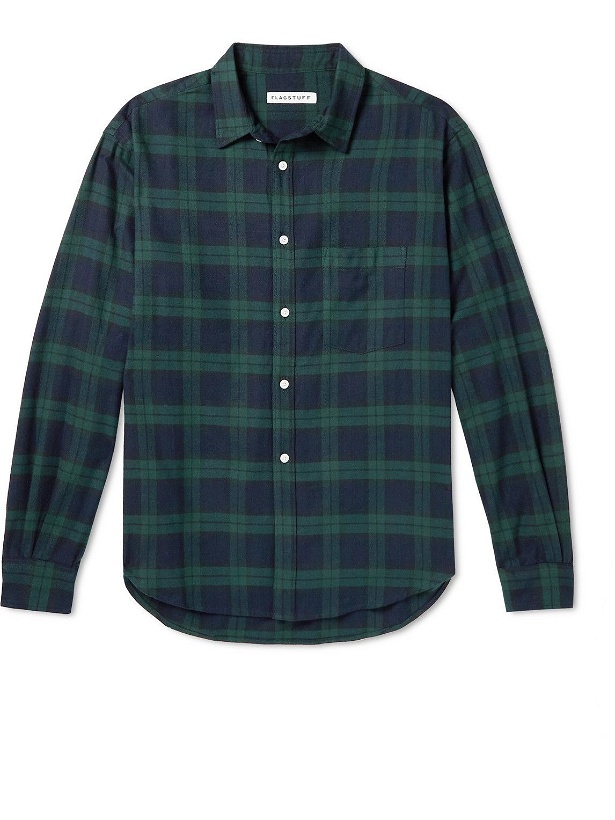 Photo: Flagstuff - Checked Cotton-Flannel Shirt - Green