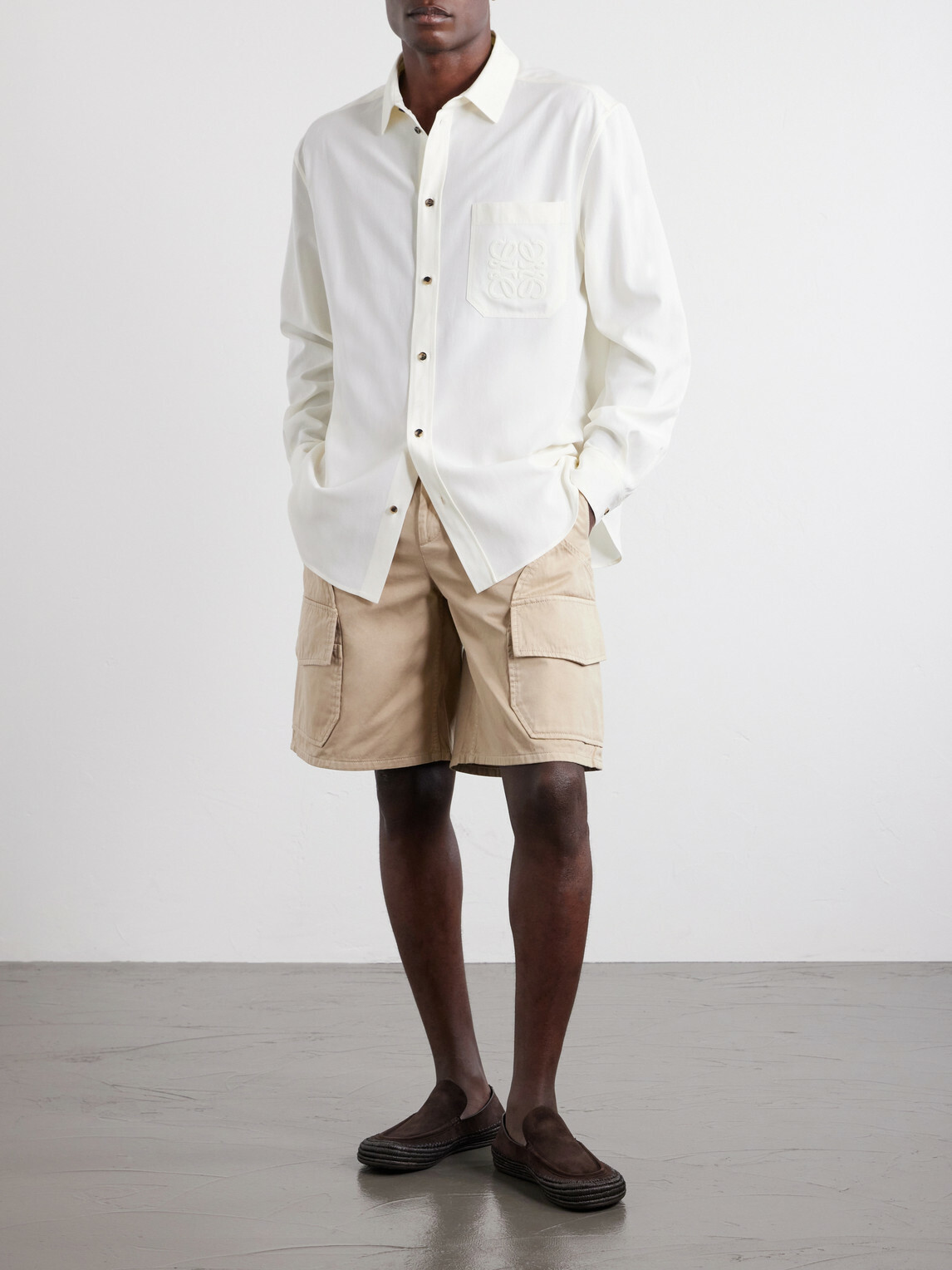 LOEWE - Paula's Ibiza Anagram-Embroidered Lyocell-Poplin Shirt - Neutrals