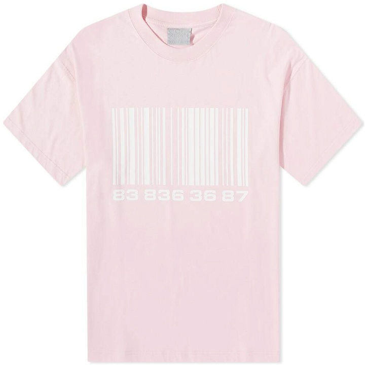 Photo: VTMNTS Men's Big Barcode T-Shirt in Baby Pink