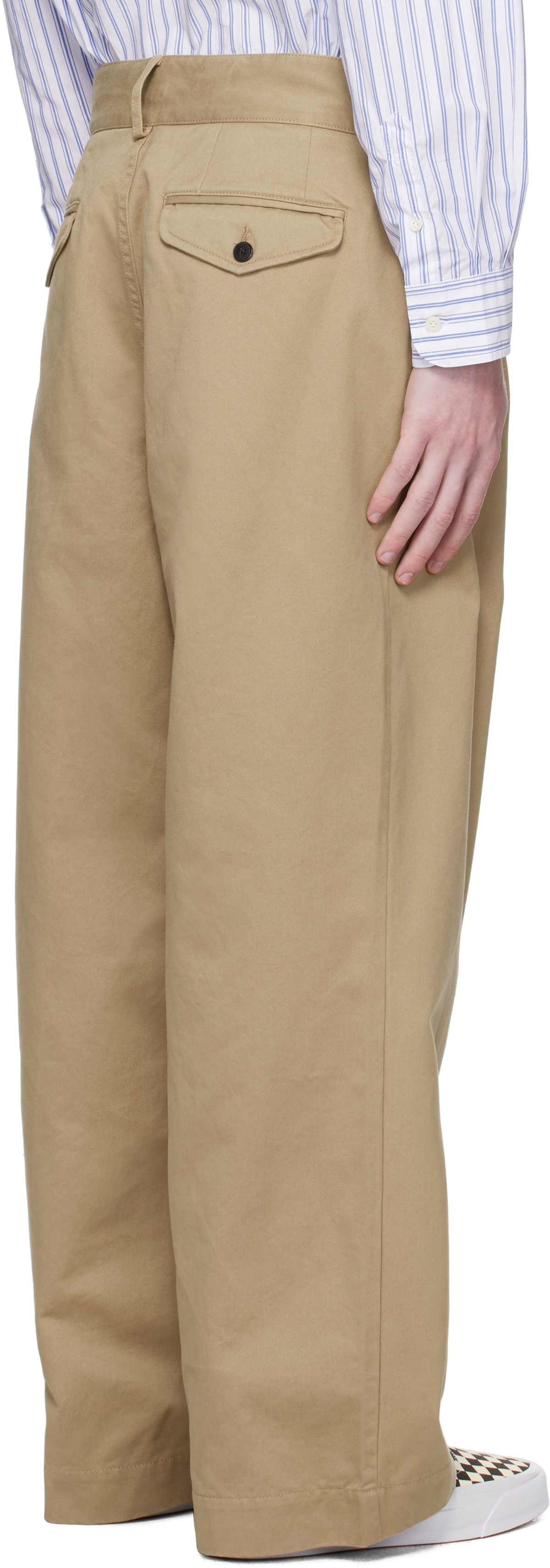 Noah Khaki Single-Pleat Baggy Trousers Noah NYC
