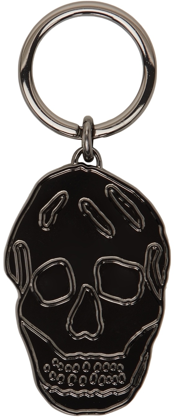 Skull Leather Keychain in Silver - Alexander Mc Queen
