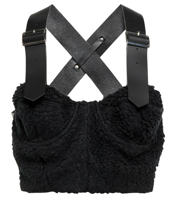 Photo: Noir Kei Ninomiya Leather-trimmed teddy fleece bustier
