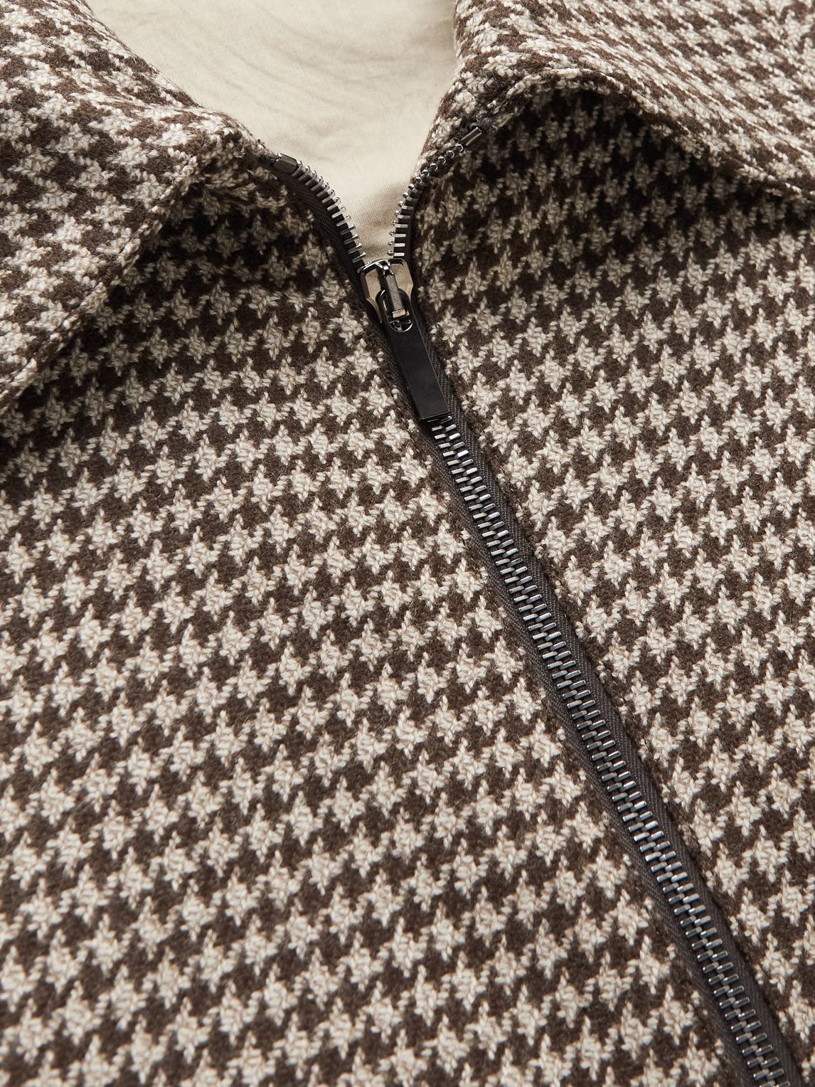 Stoffa - Cropped Houndstooth Wool Blouson Jacket - Brown