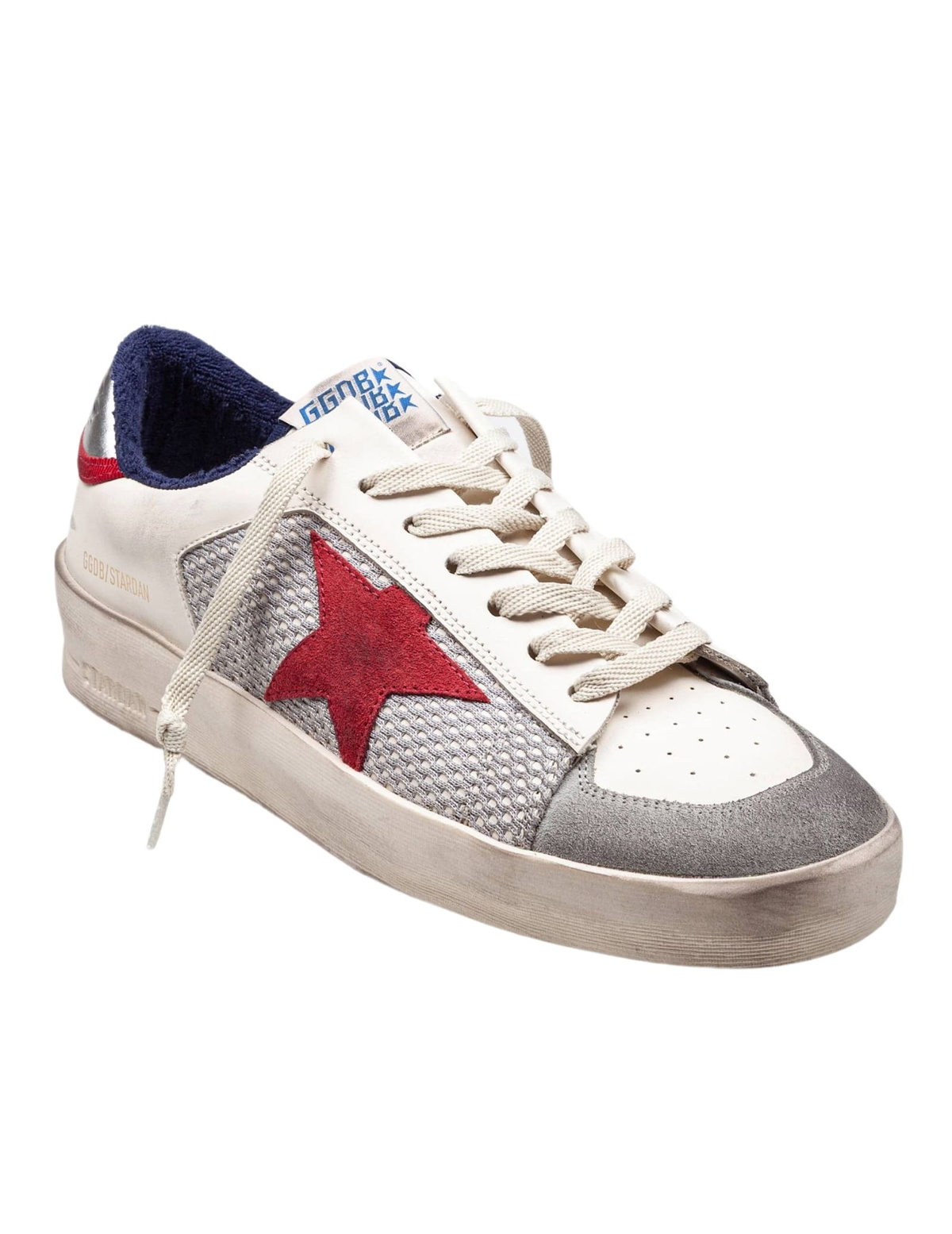 Golden Goose Stardan Mesh And Leather Sneakers White And Red