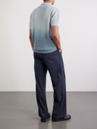 Mr P. - Open-Collar Knitted Organic Cotton Polo Shirt - Blue