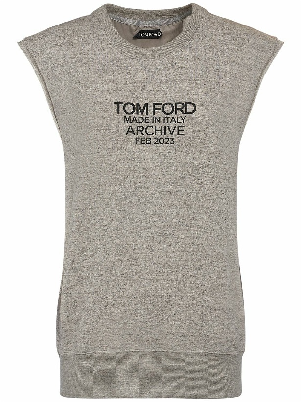 Photo: TOM FORD - Logo Print Sleeveless Jersey Sweatshirt