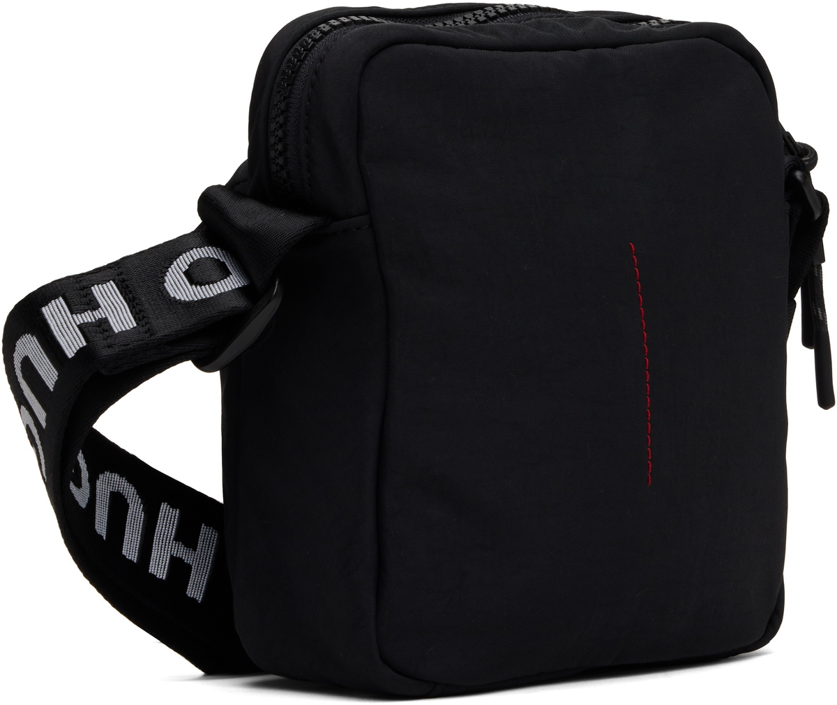 Hugo Black Recycled Nylon Canvas Messenger Bag