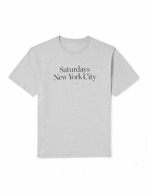 Photo: Saturdays NYC - Miller Logo-Print Cotton-Jersey T-Shirt - Gray