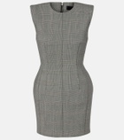 Mugler Prince of Wales check wool-blend minidress