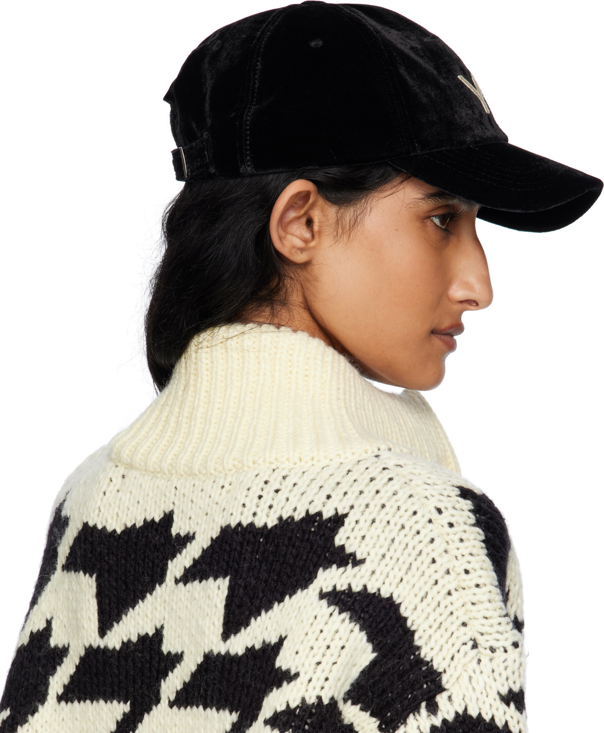 OPEN YY Black 'Yy' Velvet Ball Cap