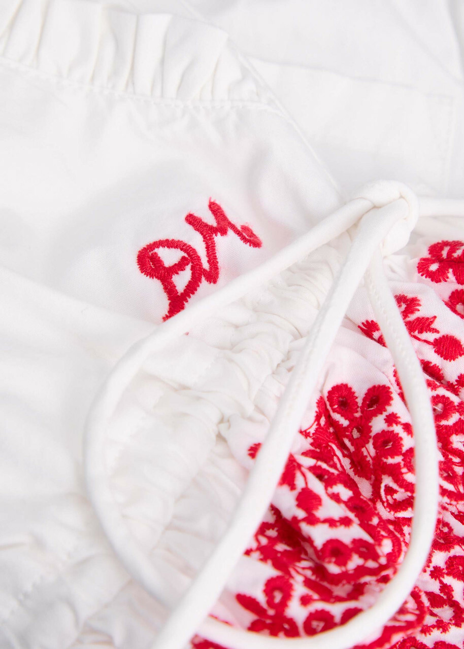 Damson Madder Jenna Cherry Broderie-anglaise Cotton Shorts White