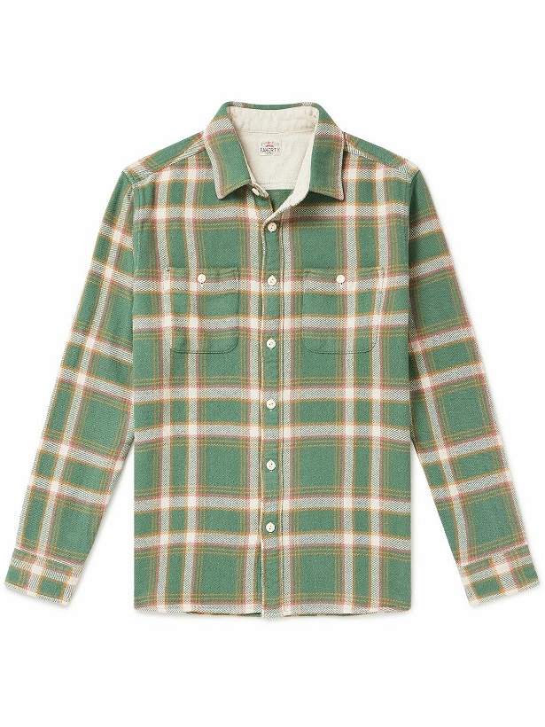 Photo: Faherty - The Surf Checked Organic Cotton-Flannel Shirt - Green