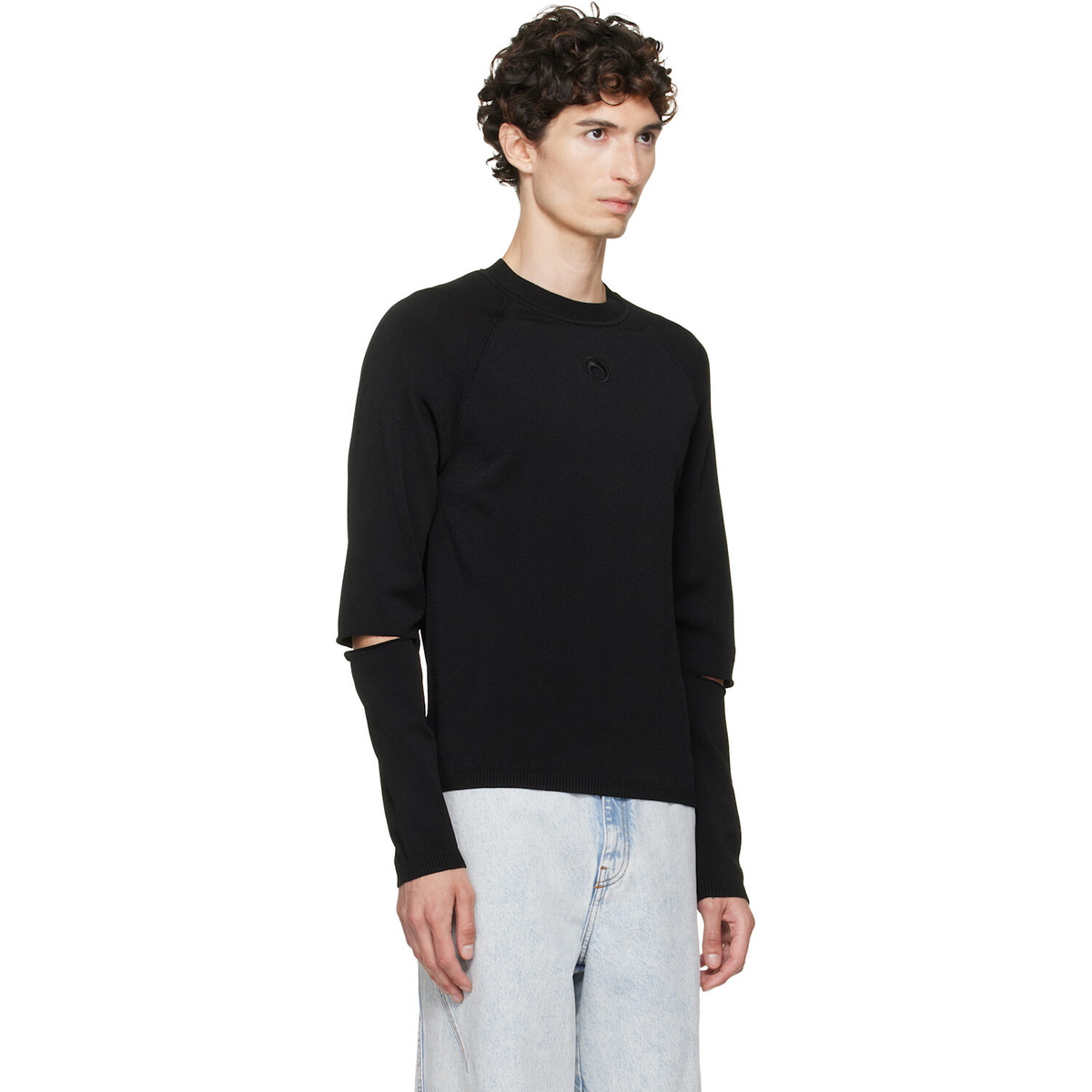 Marine Serre Black Moon Logo Knit Slit Sweater