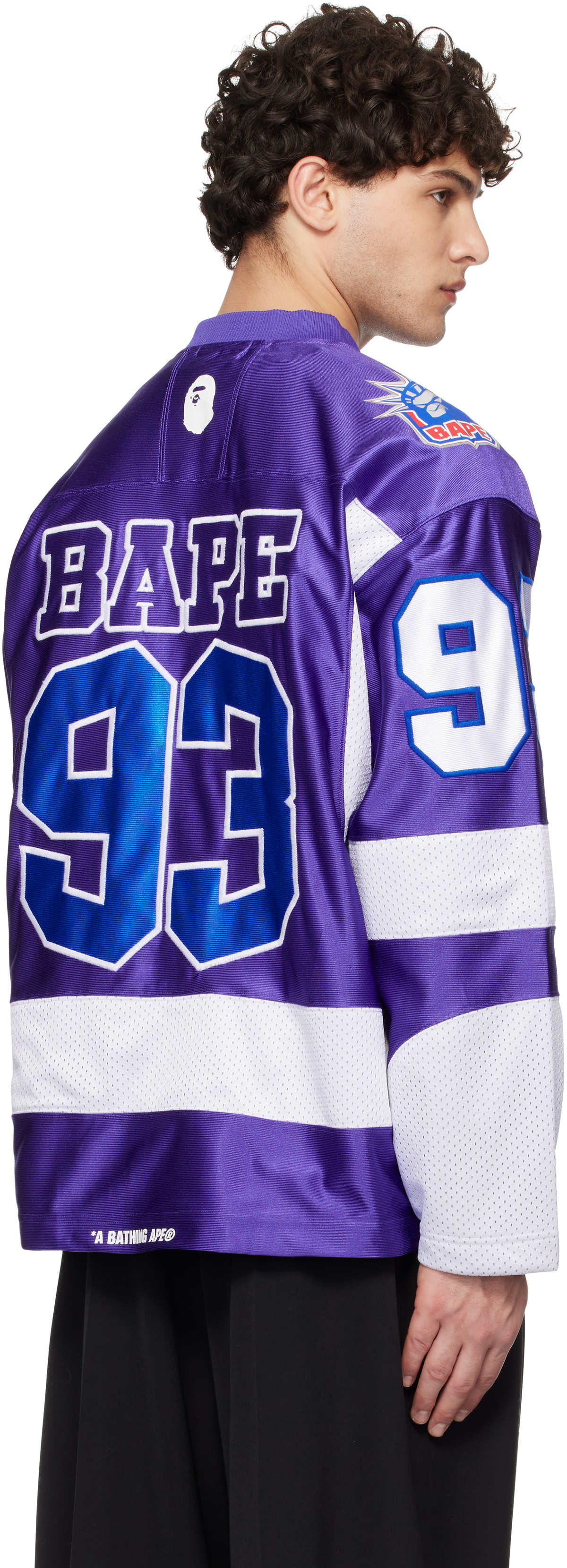 BAPE Purple Multi Logo Ice Hockey Jersey T-shirt A Bathing Ape