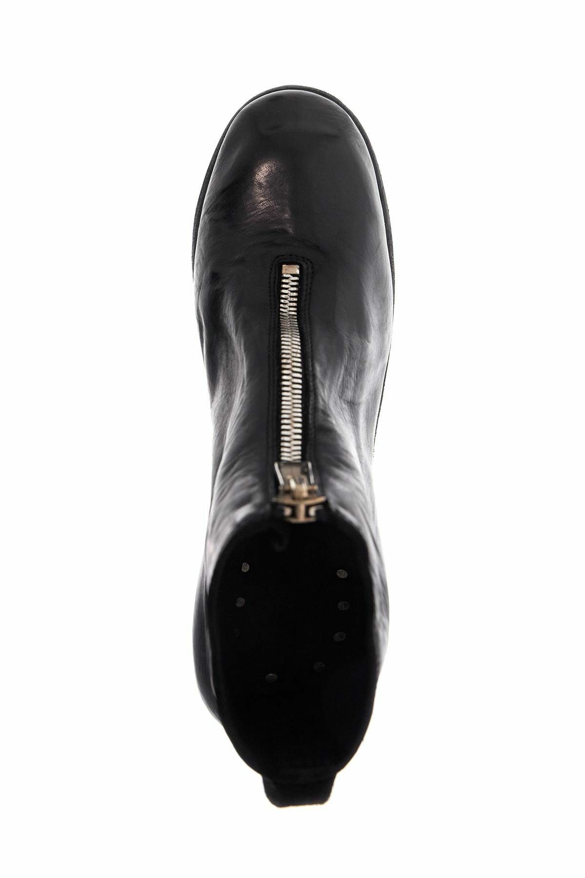 GUIDI unisex leather boots in black horse and calfskin with metal zip Black