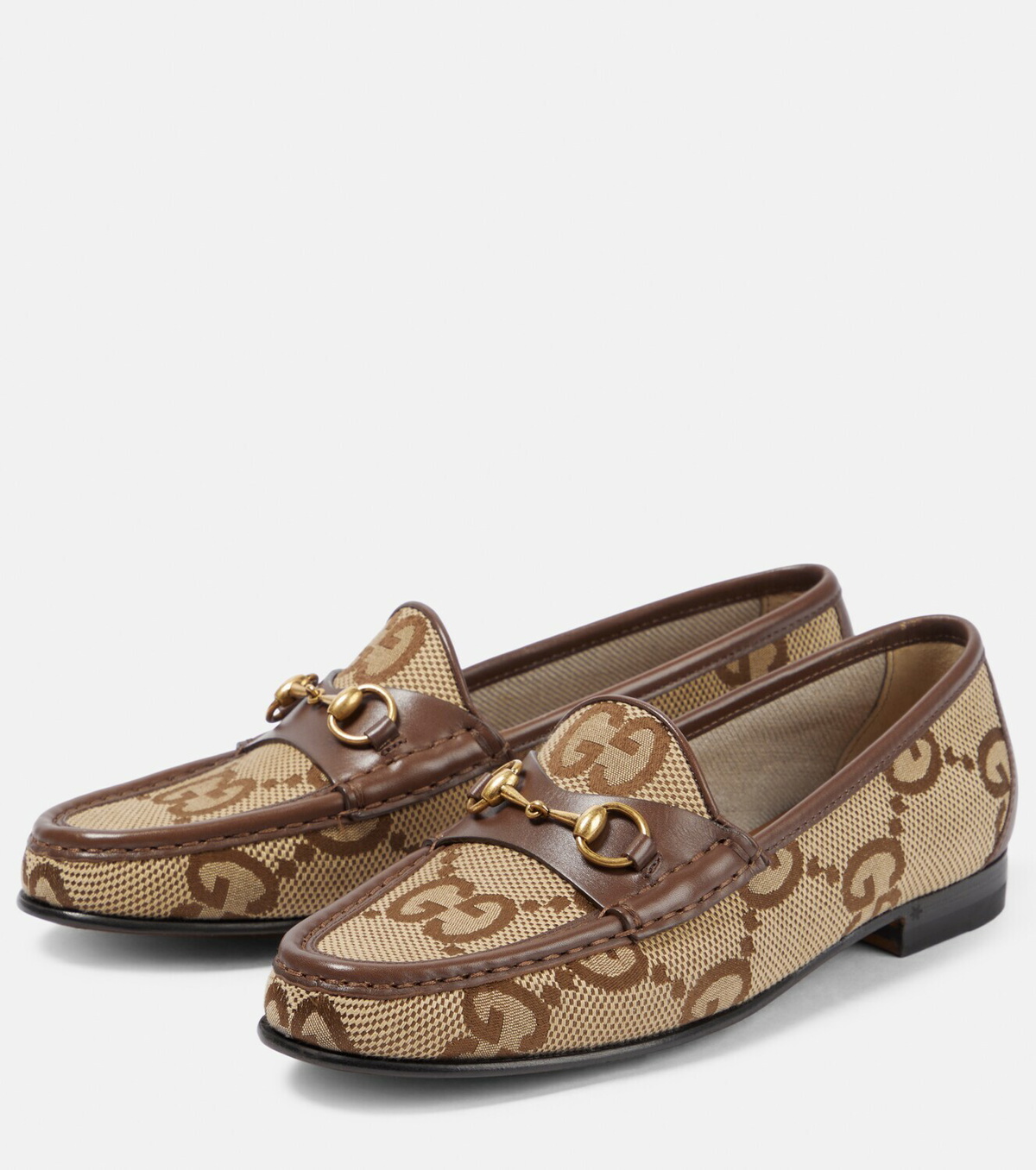 Gucci - Leather-trimmed maxi GG canvas loafers Gucci