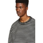 Juun.J Black and White Striped Crewneck Sweater