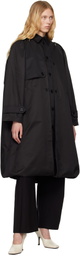 Rokh Black Balloon Shape Buttoned Trench Coat