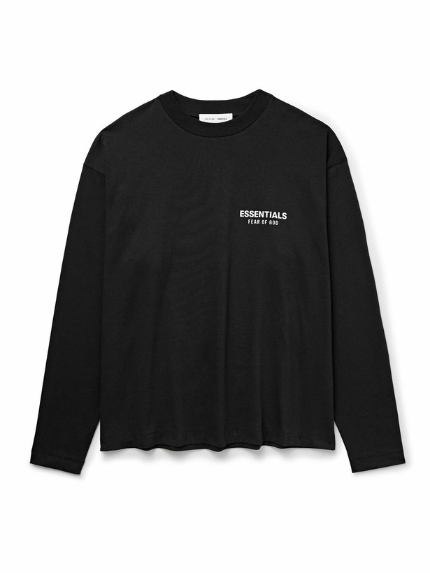 Photo: FEAR OF GOD ESSENTIALS - Logo-Appliquéd Cotton-Jersey T-Shirt - Black