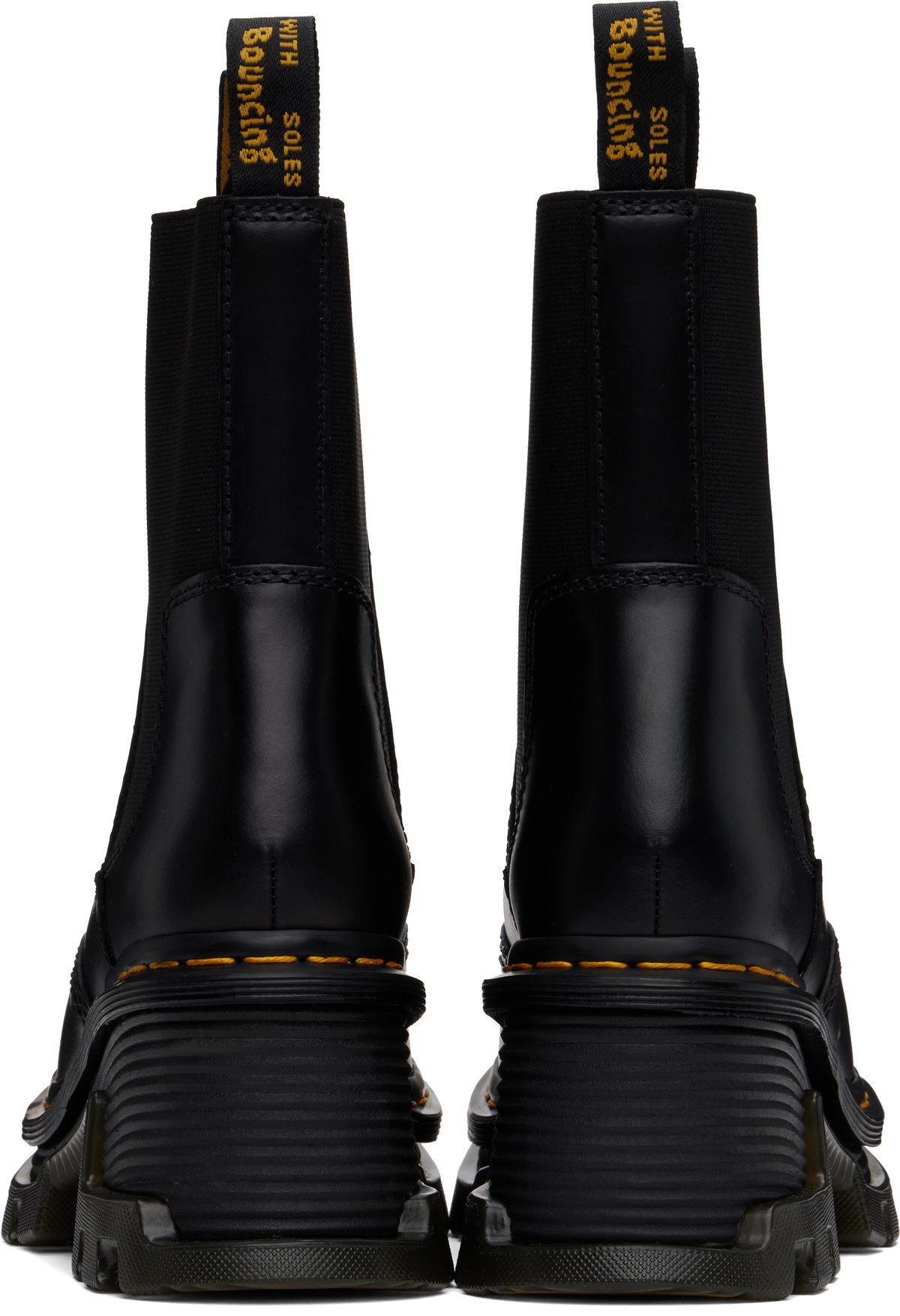 atlas platform biker boot in black faux leather