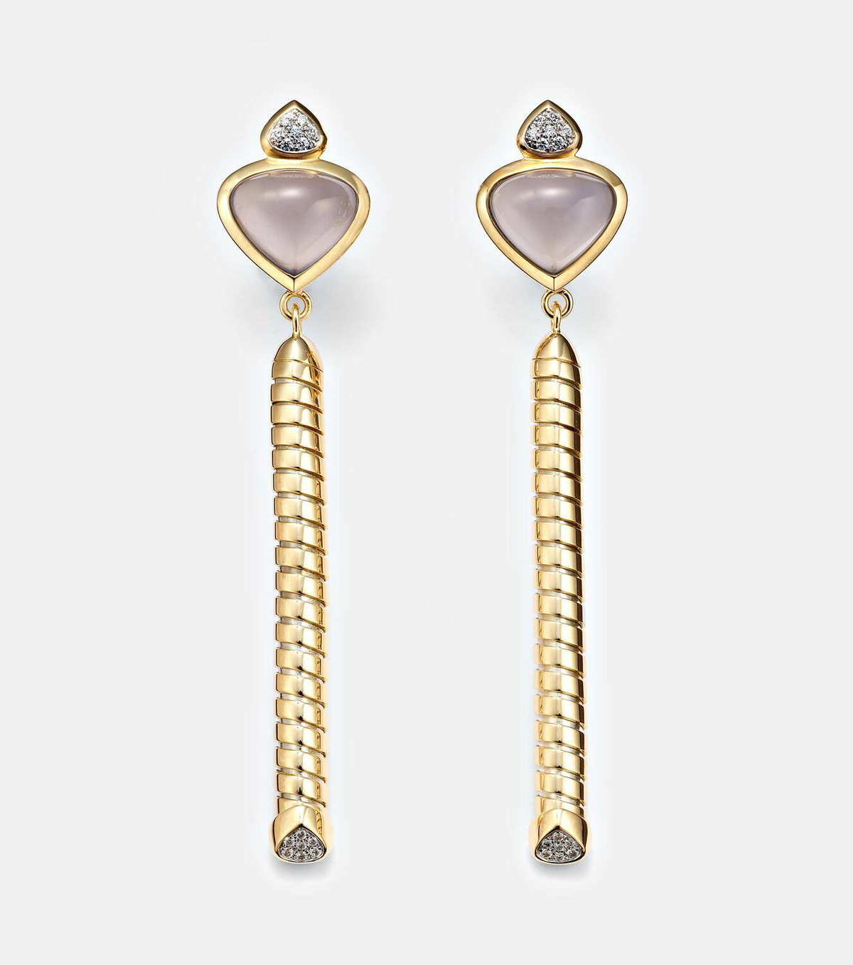 Marina B Trisolina 18kt gold drop earrings with blue chalcedony and diamonds
