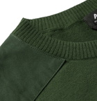 A.P.C. - Ernest Canvas-Trimmed Knitted Sweater - Men - Dark green