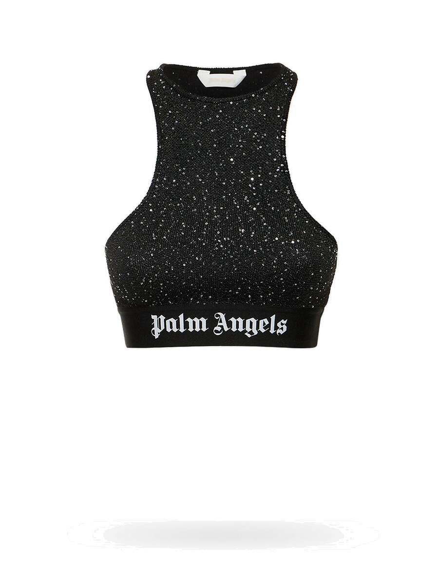 Logo jersey sports bra in black - Palm Angels