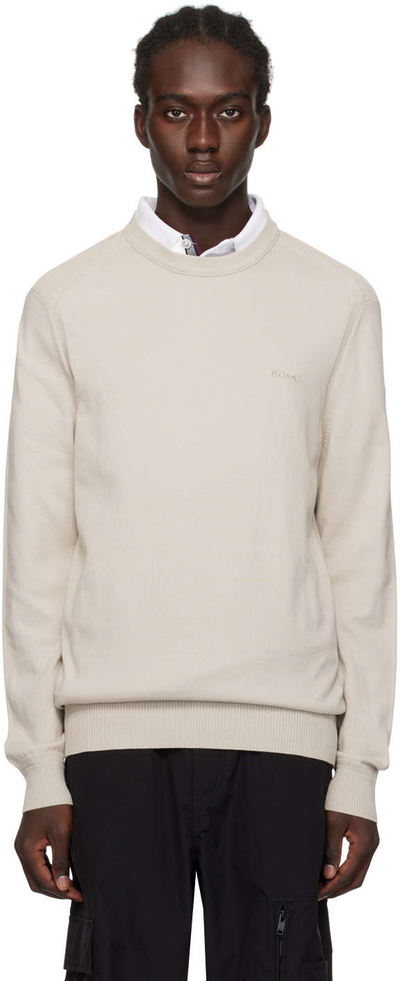 BOSS Beige Regular-Fit Sweater BOSS