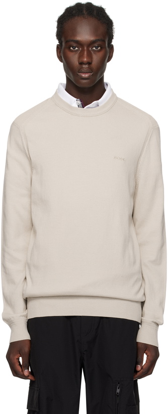 Photo: BOSS Beige Regular-Fit Sweater