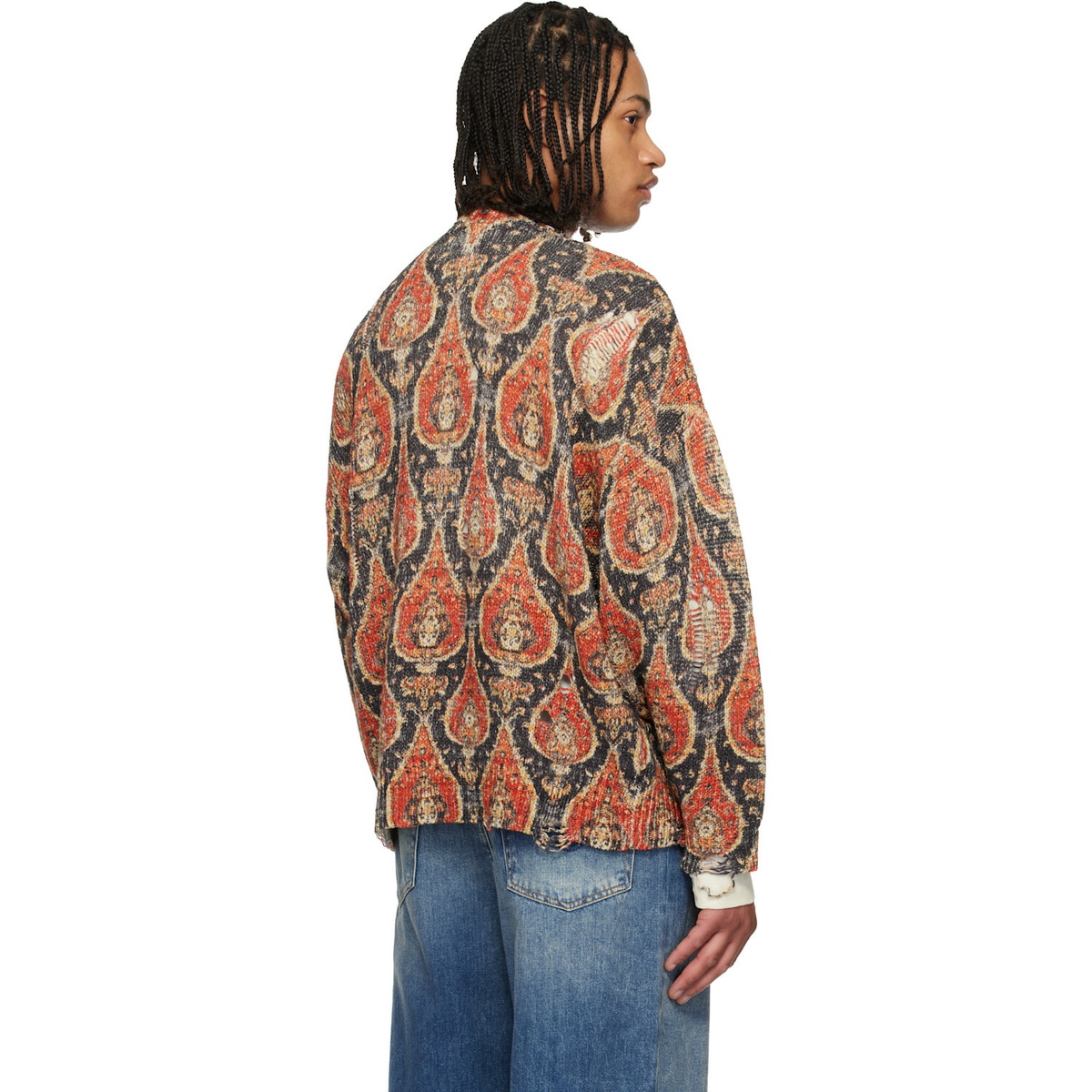 R13 Orange & Black Printed Oversized Sweater