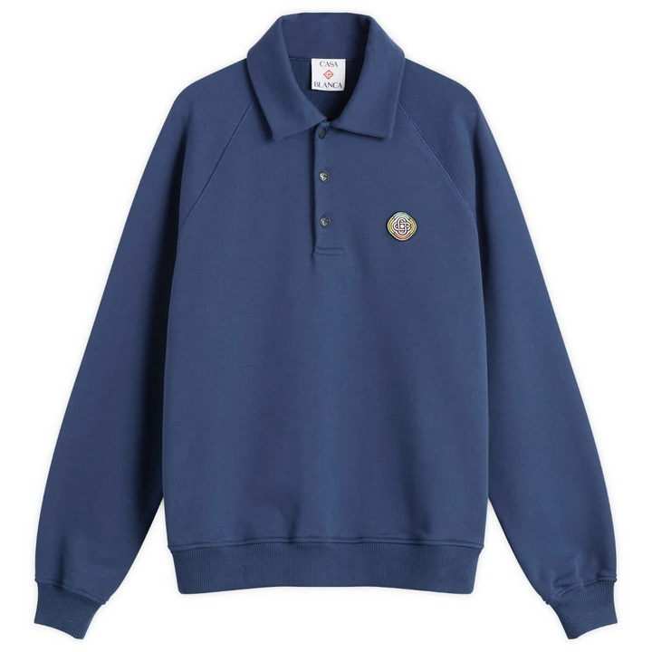 Photo: Casablanca Men's Navy Loopback Collar Sweatshirt in Dress Blue