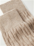 Anderson & Sheppard - Cable-Knit Cashmere Socks - Neutrals