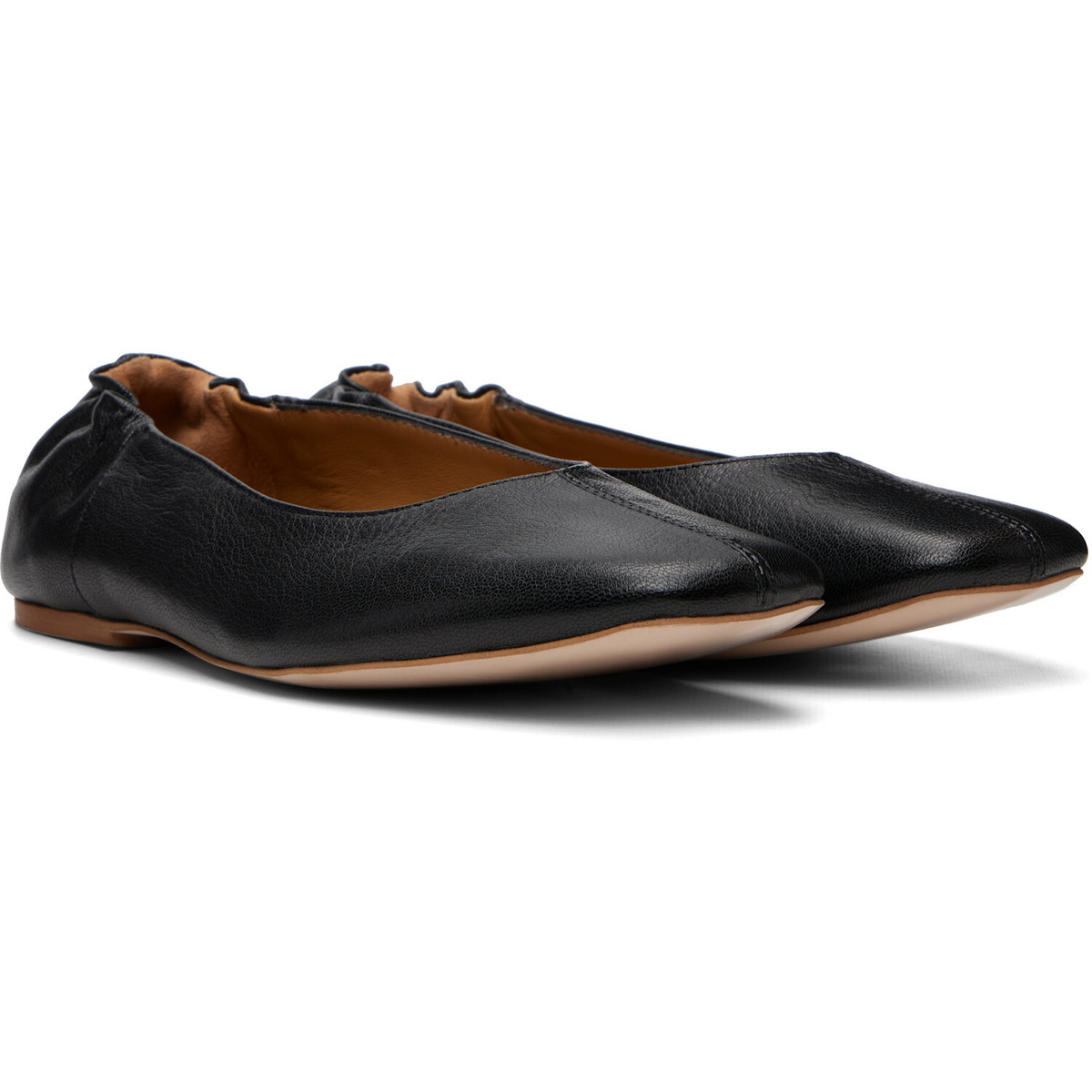 A.P.C. Black Square-Toe Leather Ballerina Flats