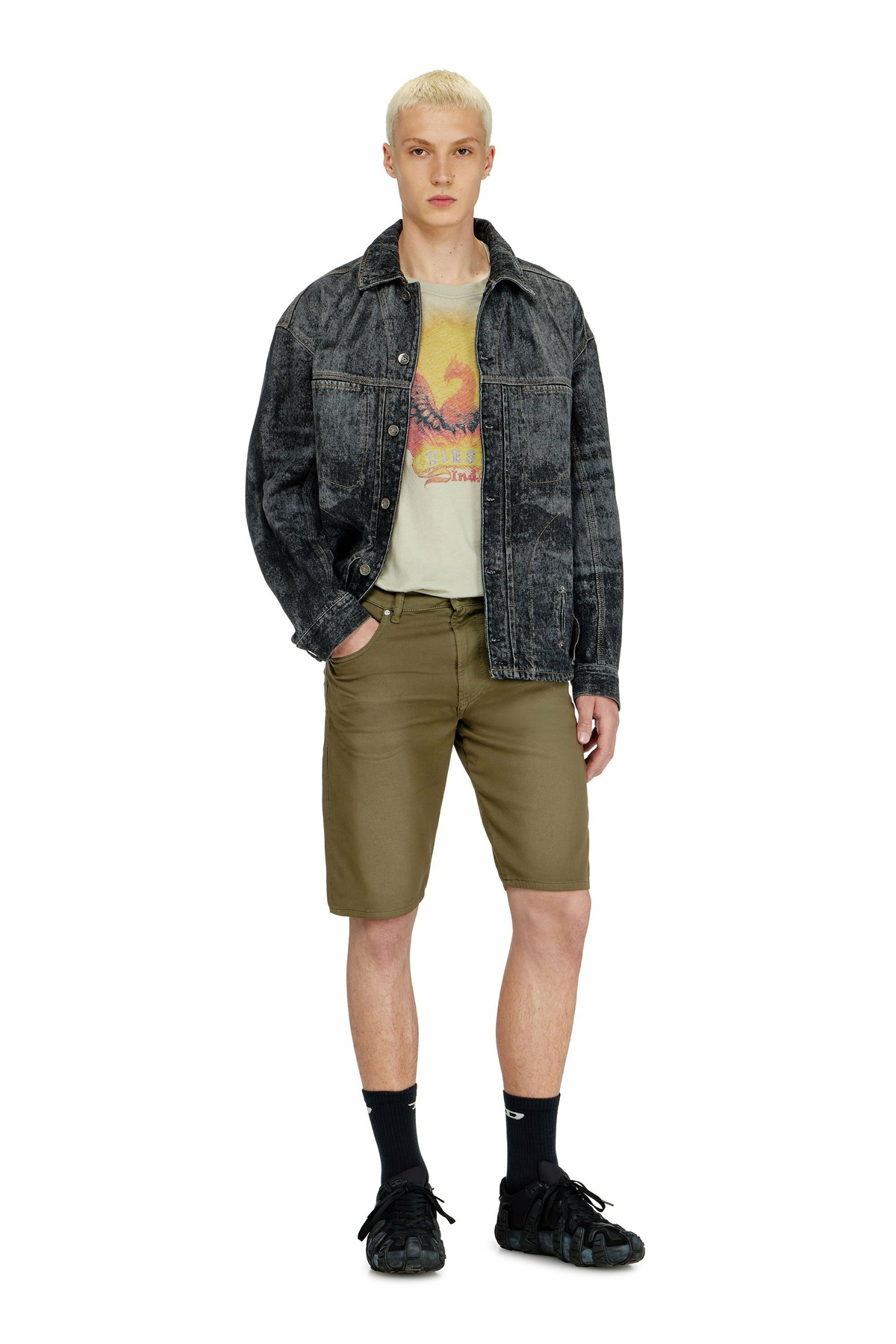 Diesel Slim shorts in coloured denim - Denim short pants Mens in Green