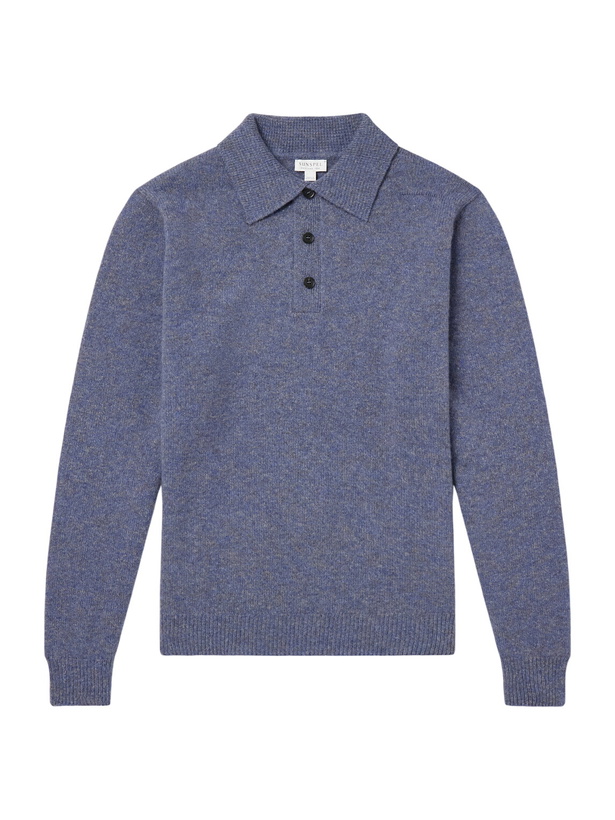 Photo: Sunspel - Wool Polo Shirt - Blue